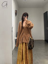 Mutedance 24 Autumn and Winter V-neck cashmere top series MD-MD24FW124-BROWN MD24FW123 MD24FW124